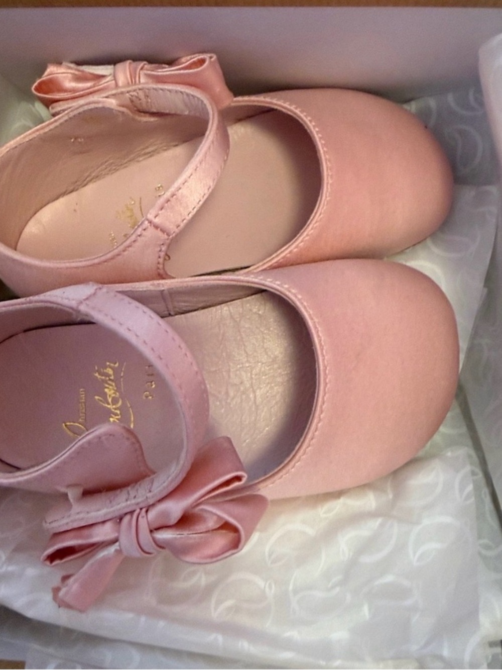 Christian Louboutin Girls Pink Bow Mary Jane Dress Shoes